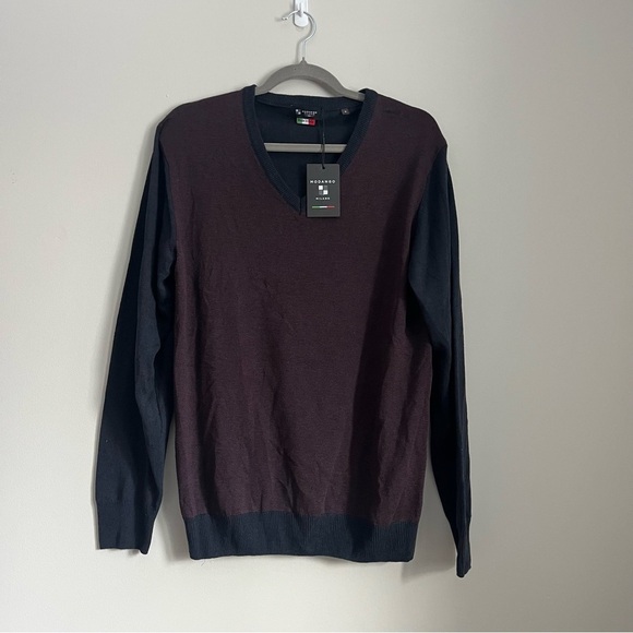 Modango Milano Men’s Sweater – Made in Italy – V-Neck, Colorblock – Size S NWT - Picture 2 of 6